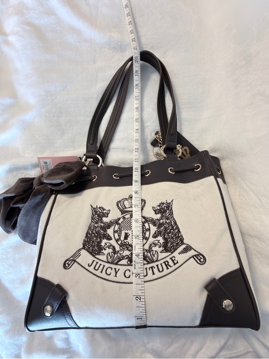 Juicy Couture Brown and Cream Logo Canvas Tote with Charm - Picture 5 of 6